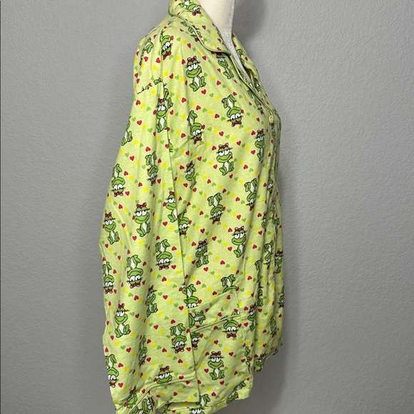Moon Dance Women’s Green Frog and Hearts Print Cotton Flannel Pajama Top New XL - Picture 5 of 9